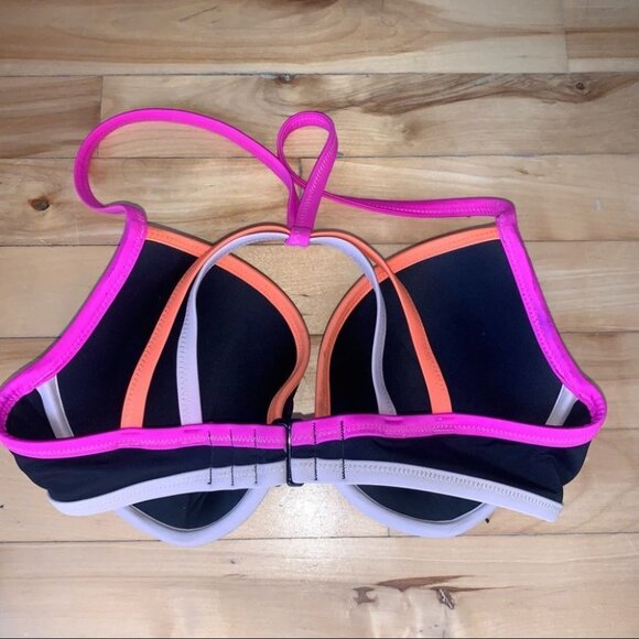Victoria’s Secret Bikini Top Size  32DD Black Neon Fabulous Push Up Racerback‎ - Picture 5 of 7